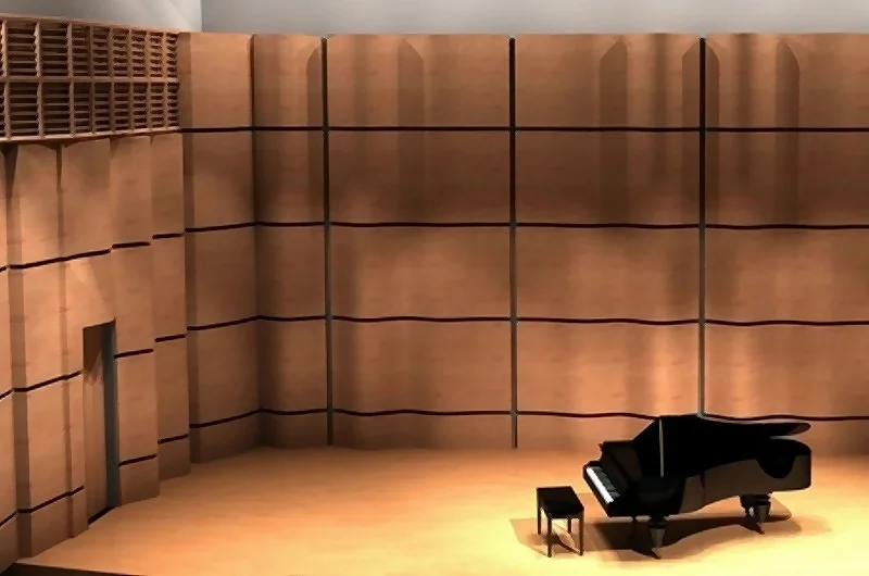  Acoustically treated walls of the room 