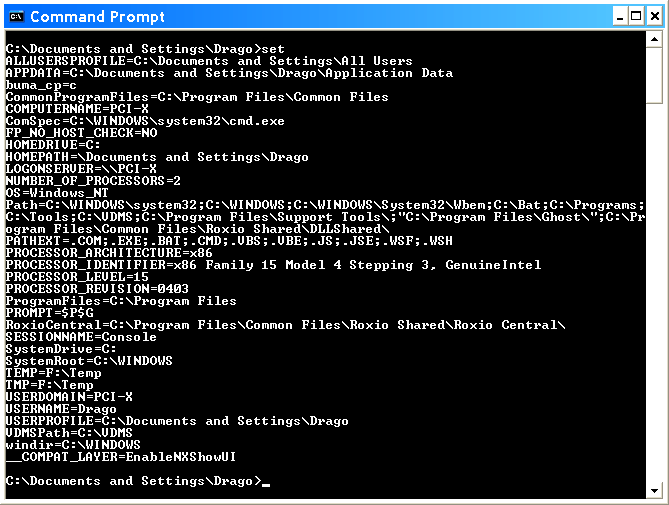  Overview of environment variables 