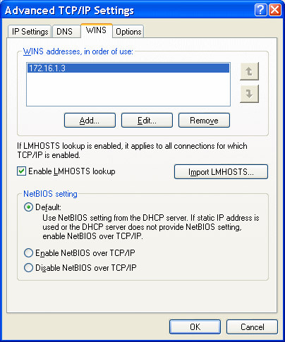  WINS network settings 