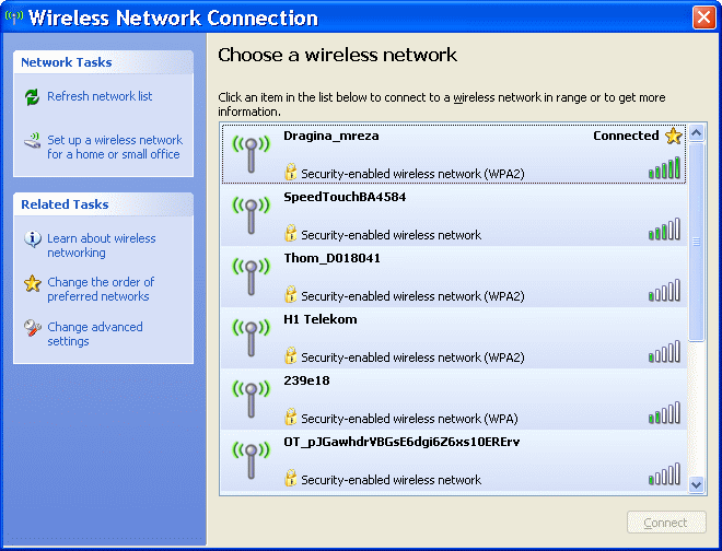  Access to the selected network 