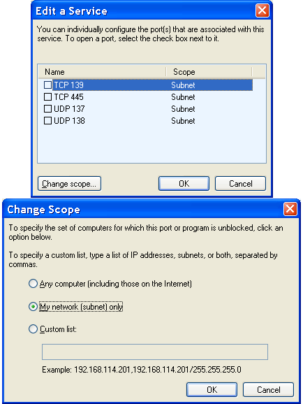  Setting services and network scope 