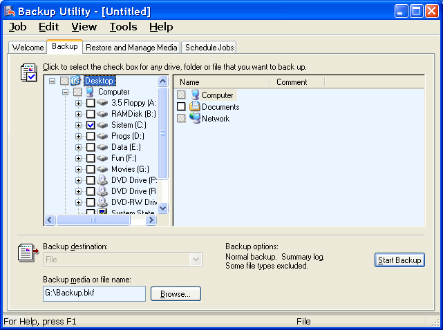  Choice of partition and archiving place of data 