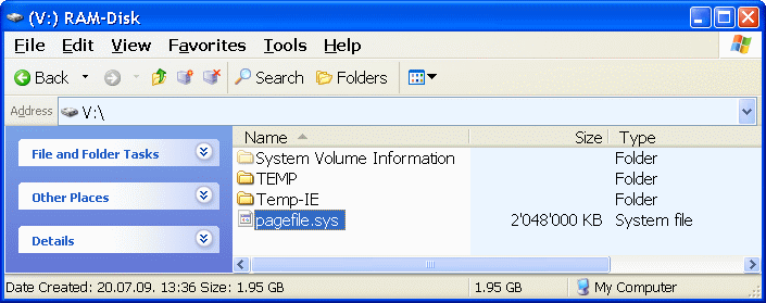  Virtual memory on the RAM-Disk 