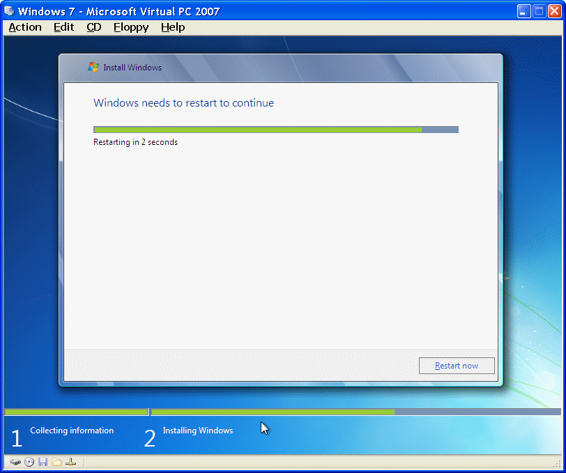  Final process of installing Windows 7 OS 