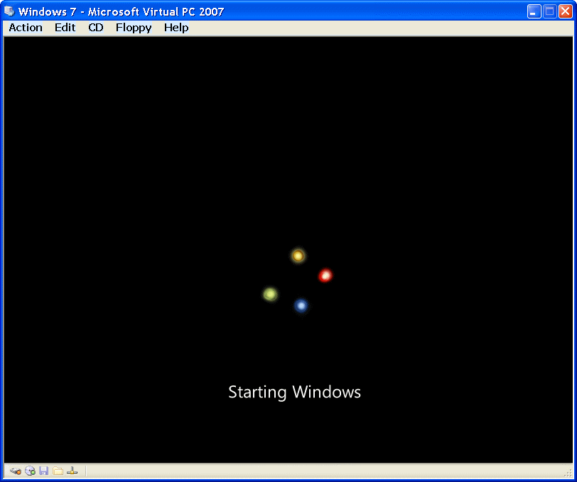  Start of Windows 7 