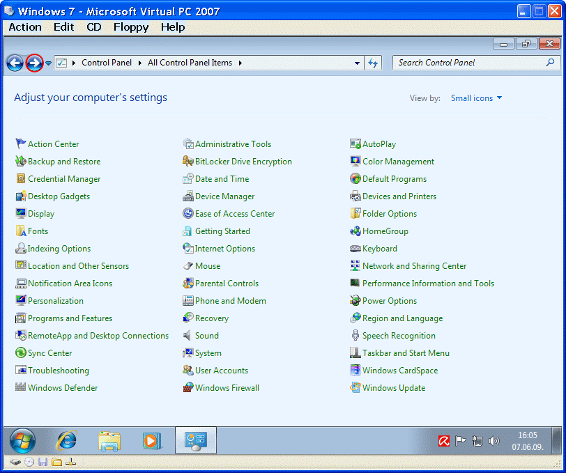  Content of the Control Panel (RC) 