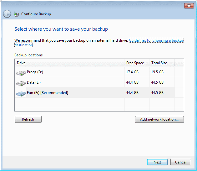  Choice for place of Data Backup 