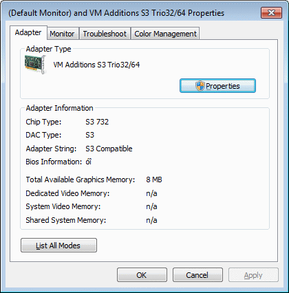  Characteristics of graphics card 