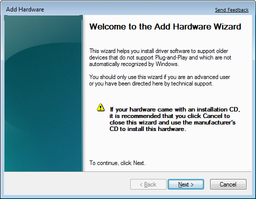  Add Hardware Wizard 