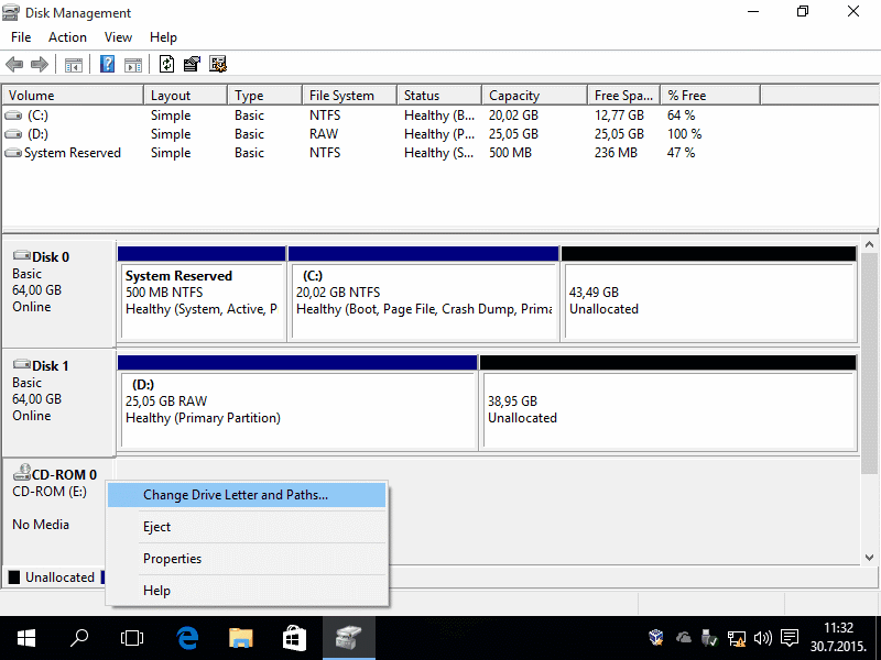  Change letter of optical drive 