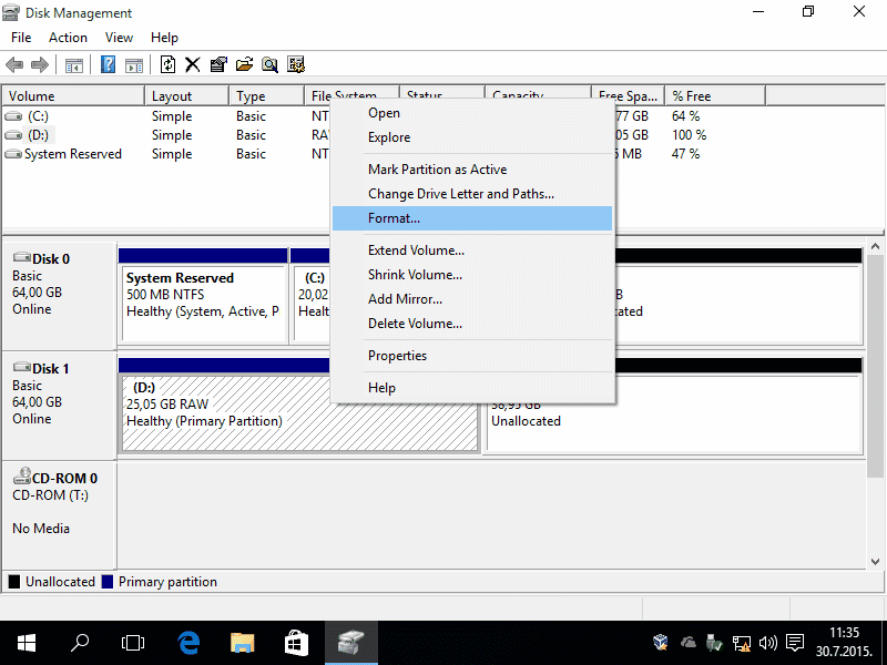  Editing partition of disks 