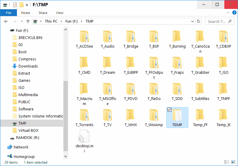  Common directory of temporary files 