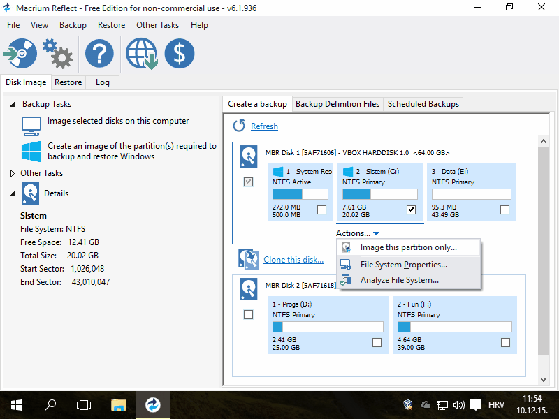  Creating image of partition 