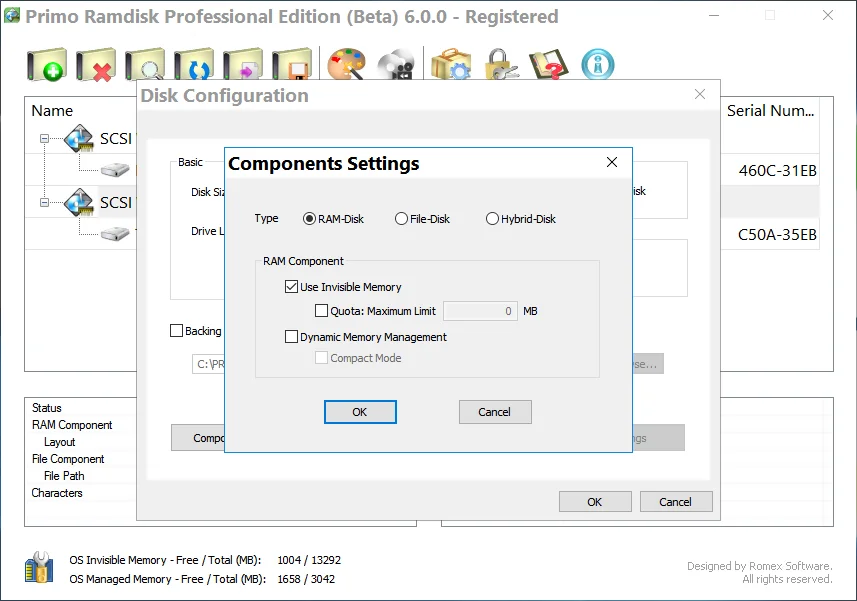  RAMDISK in 'invisible' memory 