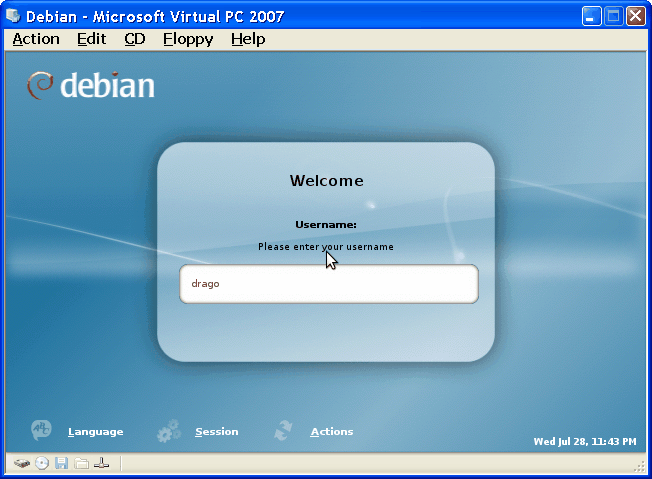  Log-in to the installed system 