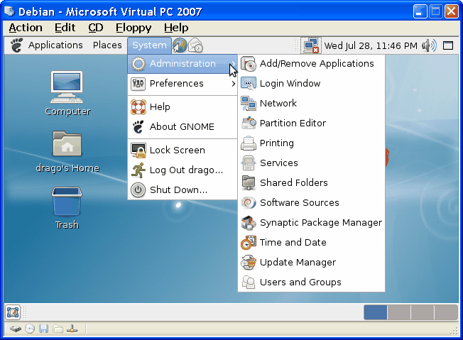  Menus of operating system 