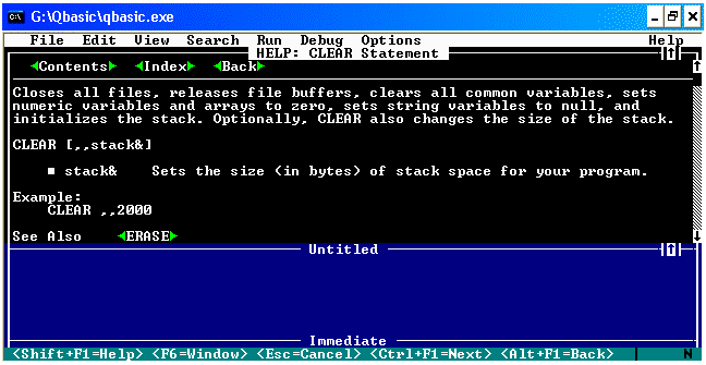  QBasic - CLEAR Command 