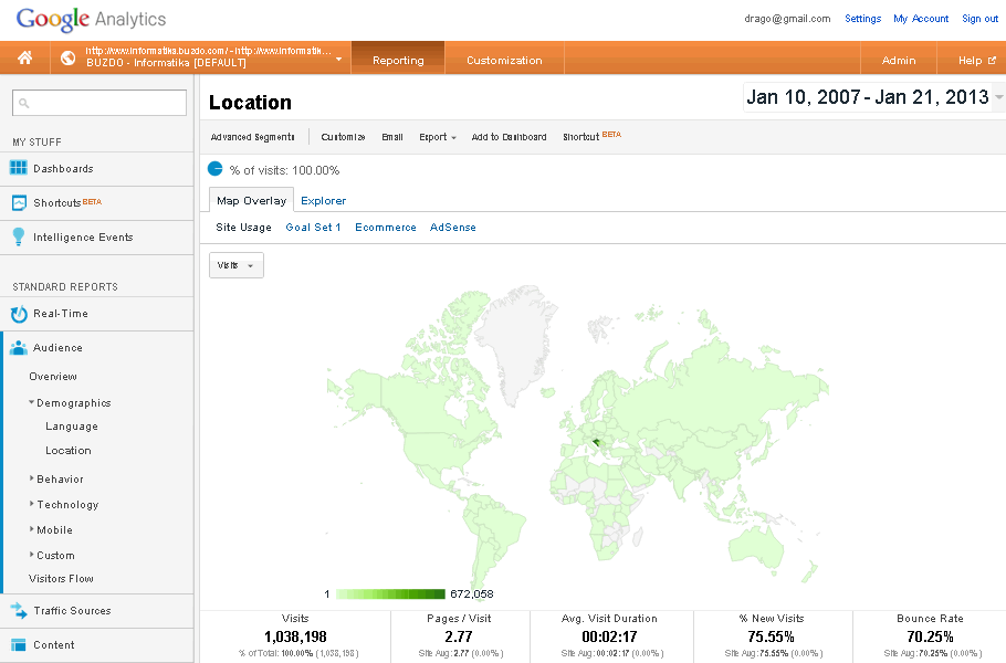  Google Analytics - View a map of the of visits 