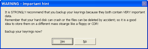  Backup of Key rings 