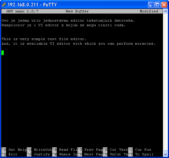  PuTTy window of 'My Book Live' - debian text editor 