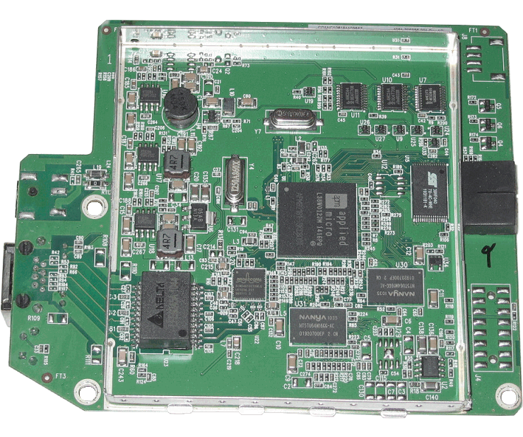  Printed circuit board with components of the system 