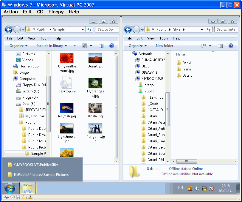  Two WE sessions on Windows 7 